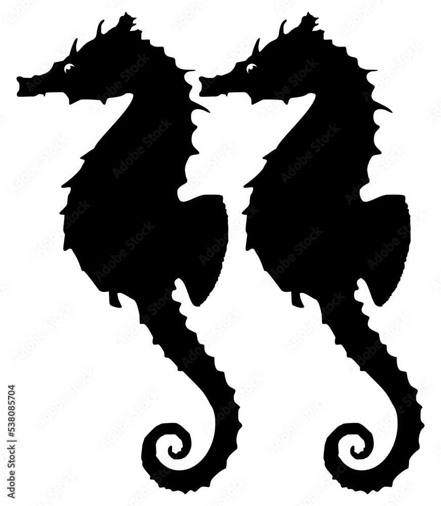 Pair of the Seahorse Silhouette for Logo, Pictogram, Apps, Website, Art Illustration or Graphic Design Element. Format PNG Pair of the Seahorse Silhouette for Logo, Pictogram, Apps, Website, Art Illustration or Graphic Design Element. Format PNG