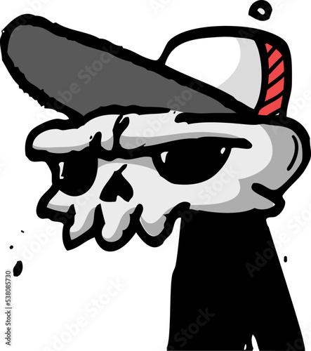 Grim reaper illustration. Cartoon  Halloween funny skull isolated on white background