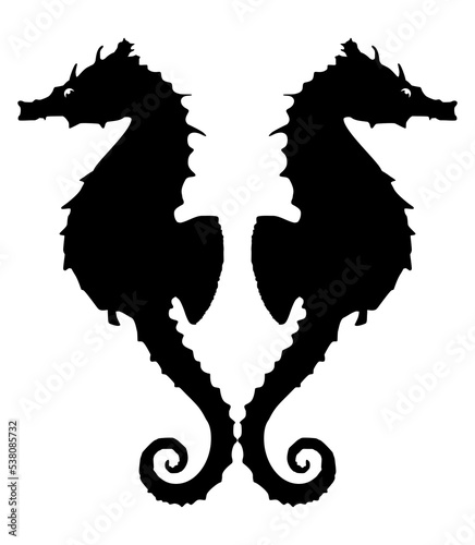 Pair of the Seahorse Silhouette for Logo, Pictogram, Apps, Website, Art Illustration or Graphic Design Element. Format PNG