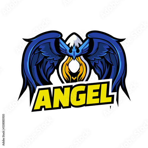 Angel Logo Sport and E-Sport with Modern Desaign Illustration.Designs Concept for T-shirts, Tattoos, Stickers, Gaming Logos or Posters.