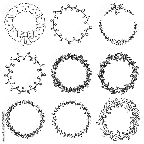 Christmas tree crown line set, winter line art vector, christmas decoration element collection, minimalist line tree crown vector, tree fir clipart