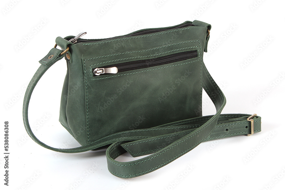 women's handbag made of genuine leather on a white background women's handbag made of genuine leather on a white background