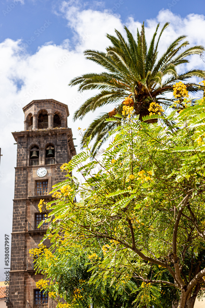 bell tower of basilica of lagoon in Tenerife Canary Islands