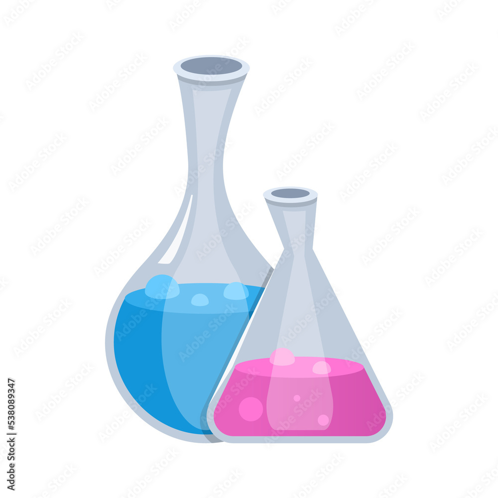 Flasks with liquid - modern flat design style objects Flasks with liquid - modern flat design style objects