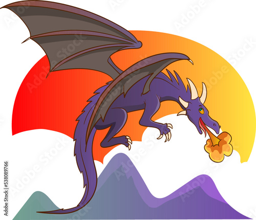dragon flying with fire from its mouth