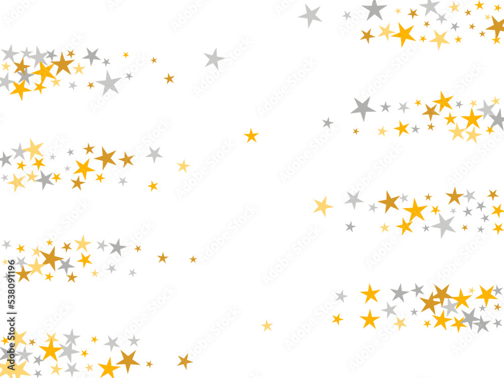 Minimal silver and gold stars falling scatter backdrop. Little stardust spangles birthday decoration elements. Isolated stars falling design. Spangle elements congratulations decor. Minimal silver and gold stars falling scatter backdrop. Little stardust spangles birthday decoration elements. Isolated stars falling design. Spangle elements congratulations decor.