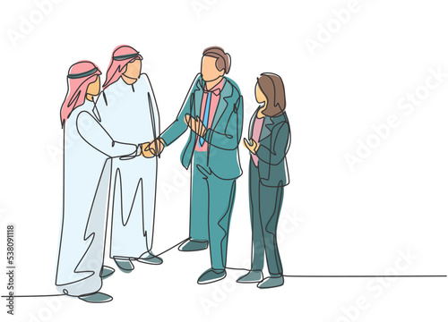 One continuous line drawing of young happy female singer hold microphone and invite audience to sing on music concert. Musician artist performance concept single line draw design vector illustration