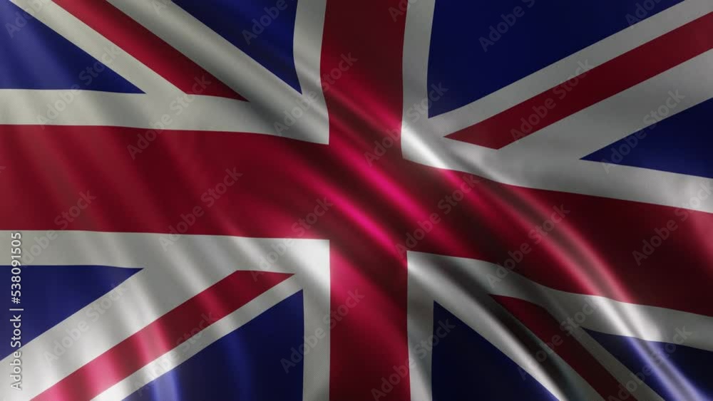 The waving flag of Great Britain, the United Kingdom in the best quality with a fabric texture. Slow motion. 4K loop animation. The waving flag of Great Britain, the United Kingdom in the best quality with a fabric texture. Slow motion. 4K loop animation.