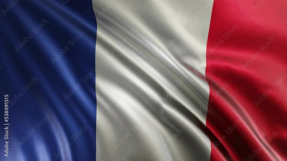 A waving flag of France in the best quality with a fabric texture. Slow motion. 4K loop animation. A waving flag of France in the best quality with a fabric texture. Slow motion. 4K loop animation.
