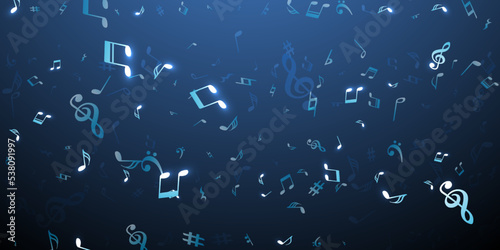 Musical note symbols vector background. Song