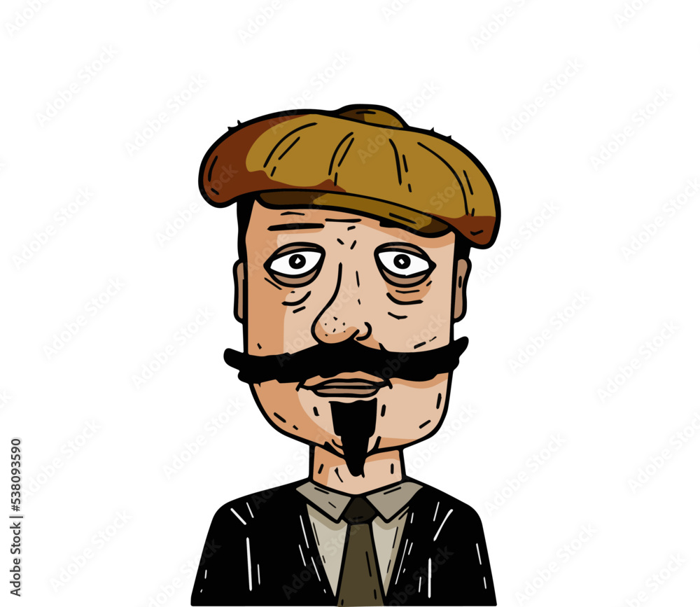 Gentleman in hand-drawn style. Male character