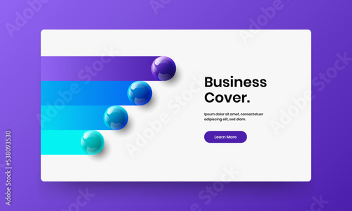 Abstract horizontal cover vector design concept. Amazing 3D balls landing page template.