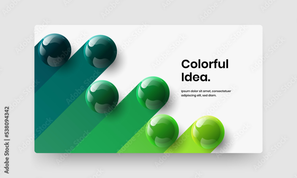 Colorful cover design vector template. Original 3D balls presentation illustration.