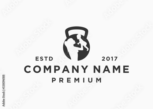 fitness mom logo design vector illustration template