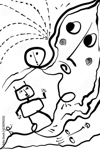black and cartoon illustration