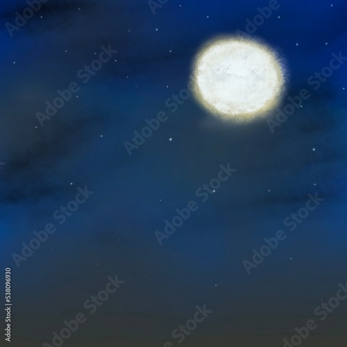 moon and star with night sky  illustration
