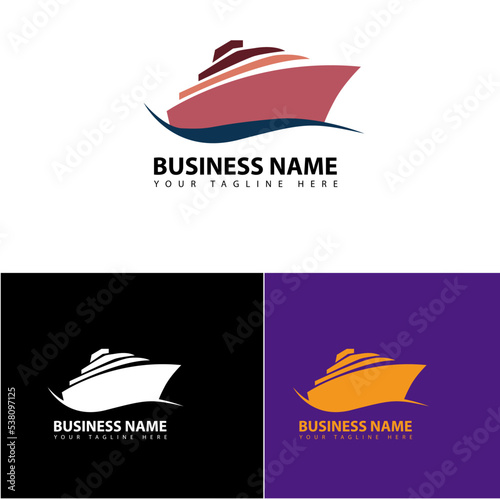 Ocean Ship - sign concept. Sea boat illustration. Vector logo template.