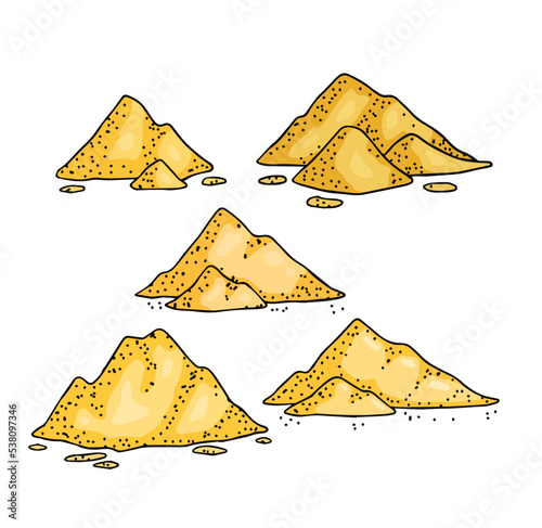 Pile of sand. Material for sandbox.
