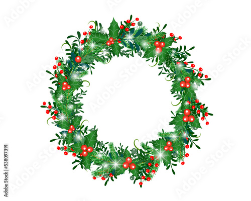 christmas wreath with holly berries