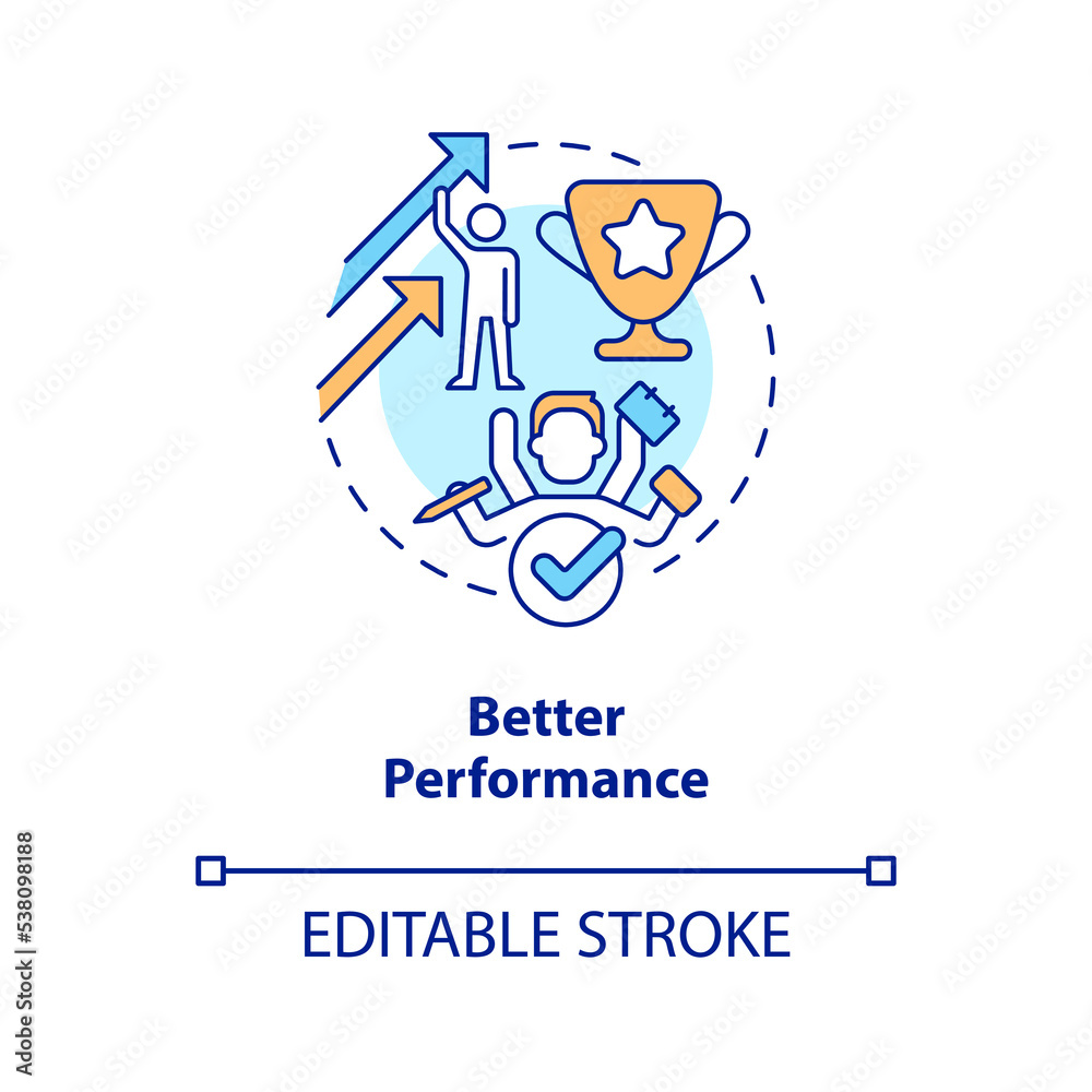 Better performance concept icon. Improve self esteem. Benefit of confidence abstract idea thin line illustration. Isolated outline drawing. Editable stroke. Arial, Myriad Pro-Bold fonts used Better performance concept icon. Improve self esteem. Benefit of confidence abstract idea thin line illustration. Isolated outline drawing. Editable stroke. Arial, Myriad Pro-Bold fonts used