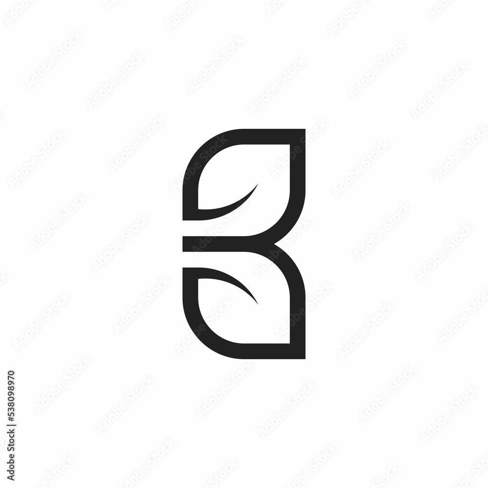 Fototapeta premium B logo with leaves