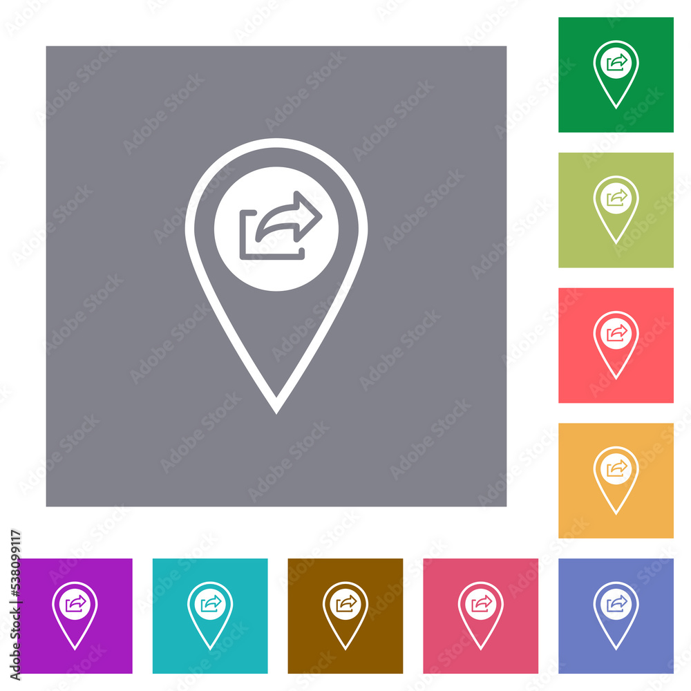 GPS location export square flat icons GPS location export square flat icons
