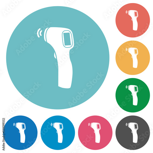 Contactless thermometer solid flat round icons photo