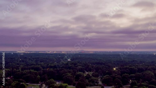 Aerial Hyperlapse Sunrise Very Cloudy Flying To Atlanta photo