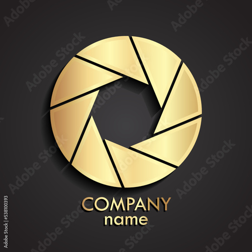 3d camera shutter stile gold circle logo
