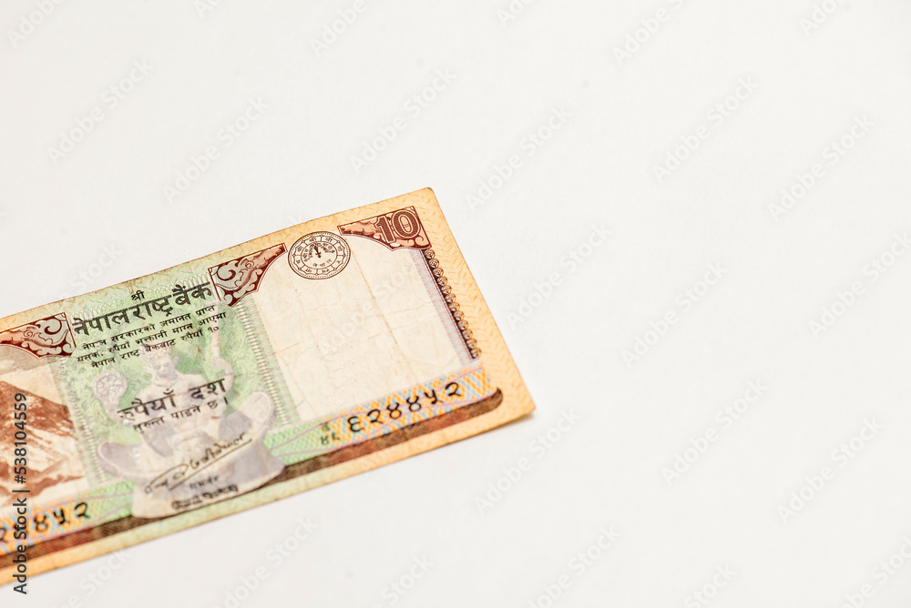 Nepali paper currency isolated on white background. Nepali paper currency isolated on white background.
