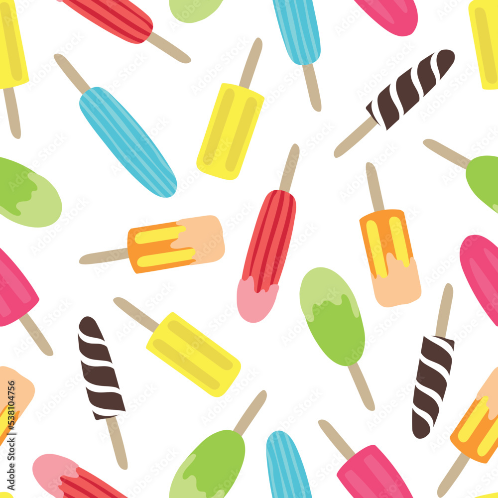Ice Cream seamless pattern. Vector illustration with different types of ice cream. Ice Cream seamless pattern. Vector illustration with different types of ice cream.