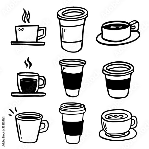 Wallpaper Mural Coffee in an illustrated doodle style, hand drawn vector doodle. Torontodigital.ca