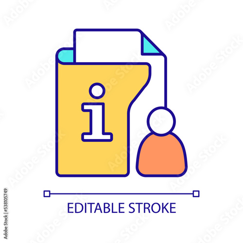 Collecting personal customer information RGB color icon. Create client database. Consumer profiles. Isolated vector illustration. Simple filled line drawing. Editable stroke. Arial font used