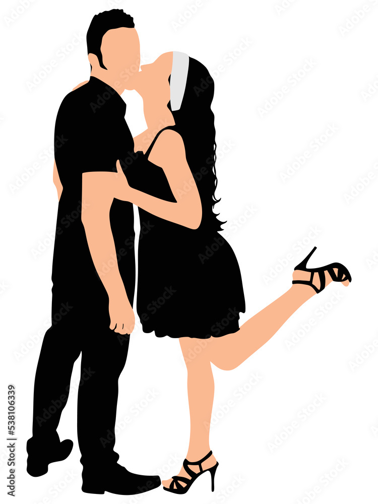 Silhouette of young couple in love