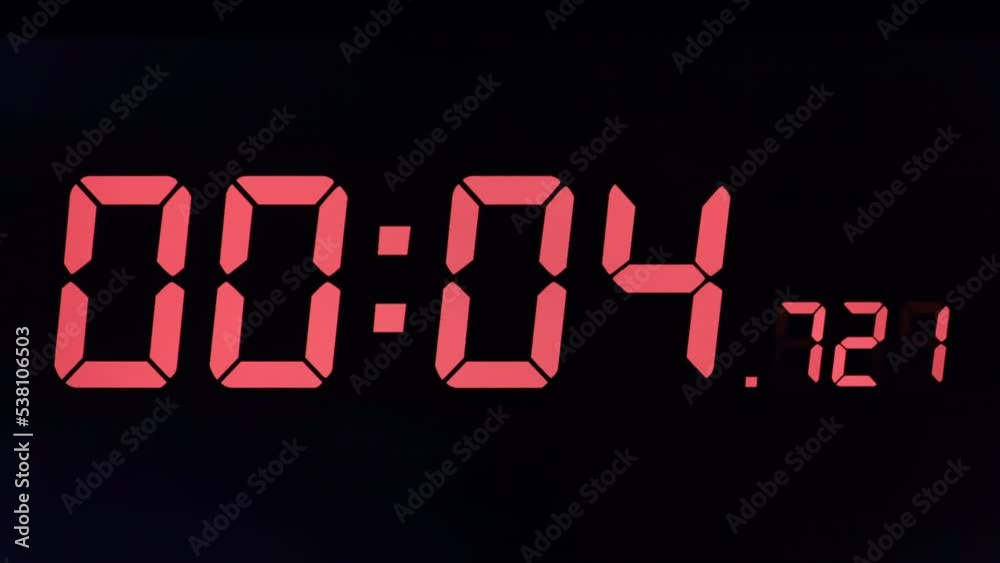 Digital countdown timer for a specific time on a black background. Digital countdown timer for a specific time on a black background.