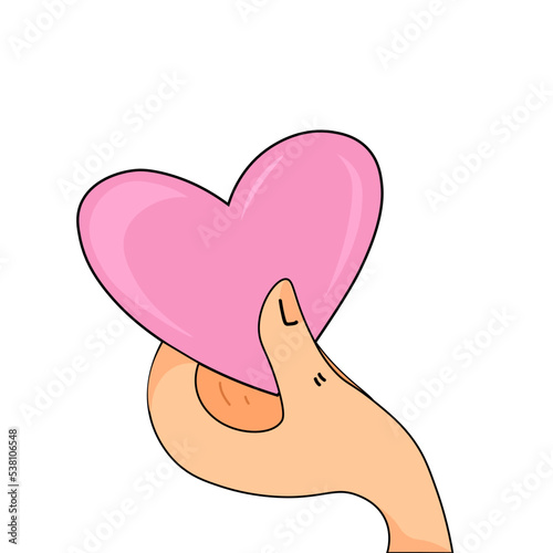 vector illustration of a hand holding a heart. Happy Valentine's Day. confession of love. greeting. postcard. heart. love