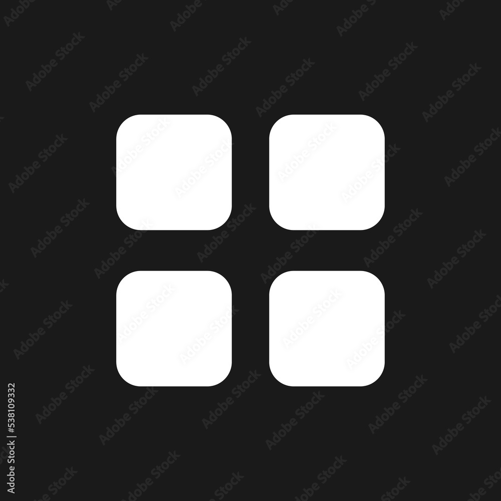 Mobile app menu pixel dark mode glyph ui icon. Element of phone screen. User interface design. White silhouette symbol on black space. Solid pictogram for web, mobile. Vector isolated illustration Mobile app menu pixel dark mode glyph ui icon. Element of phone screen. User interface design. White silhouette symbol on black space. Solid pictogram for web, mobile. Vector isolated illustration