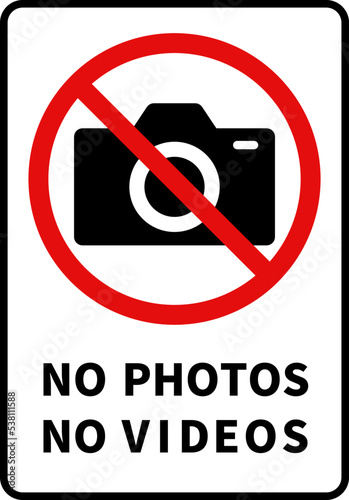 Simple no photography sign, English message