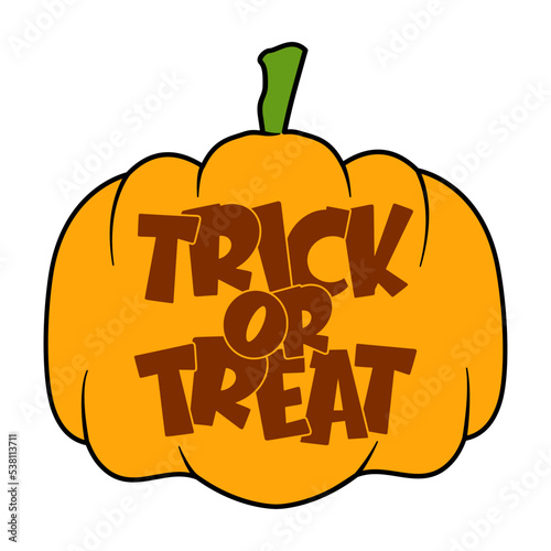 Wallpaper Mural Trick or Treat lettering and pumpkin. Happy Halloween. Vector illustration. Cartoon Torontodigital.ca