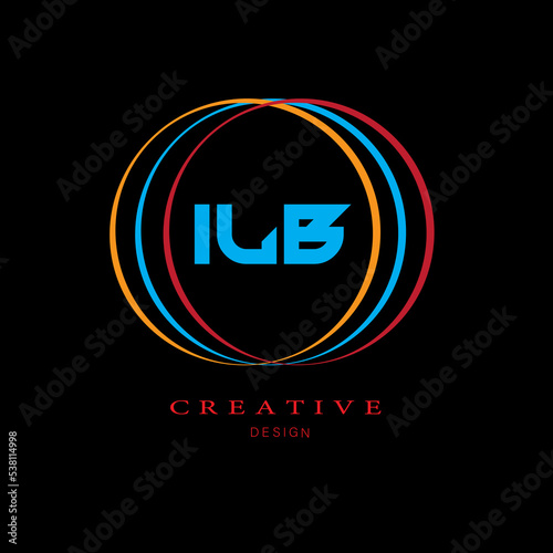 Design of the ILB letter logo on a white background. Concept logo with the letters ILB. ILB letter style photo