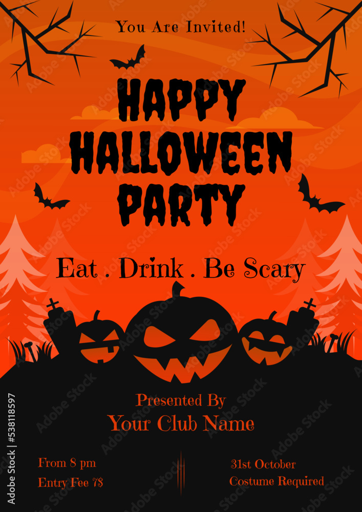 Halloween party Flyer poster design, vector
Halloween party Flyer poster design, vector