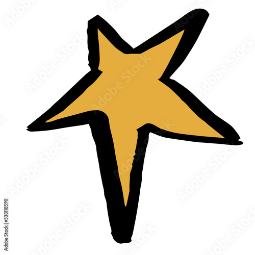 Textured hand drawn ink star christmas illustration