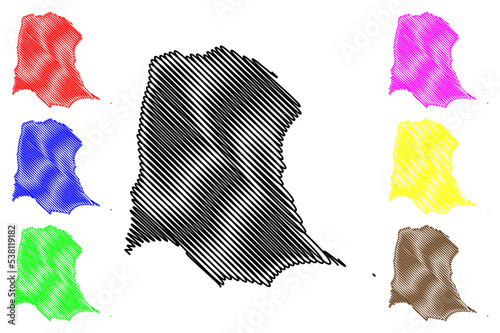 Corisco island (Republic of Equatorial Guinea) map vector illustration, scribble scribble sketch Mandj map
