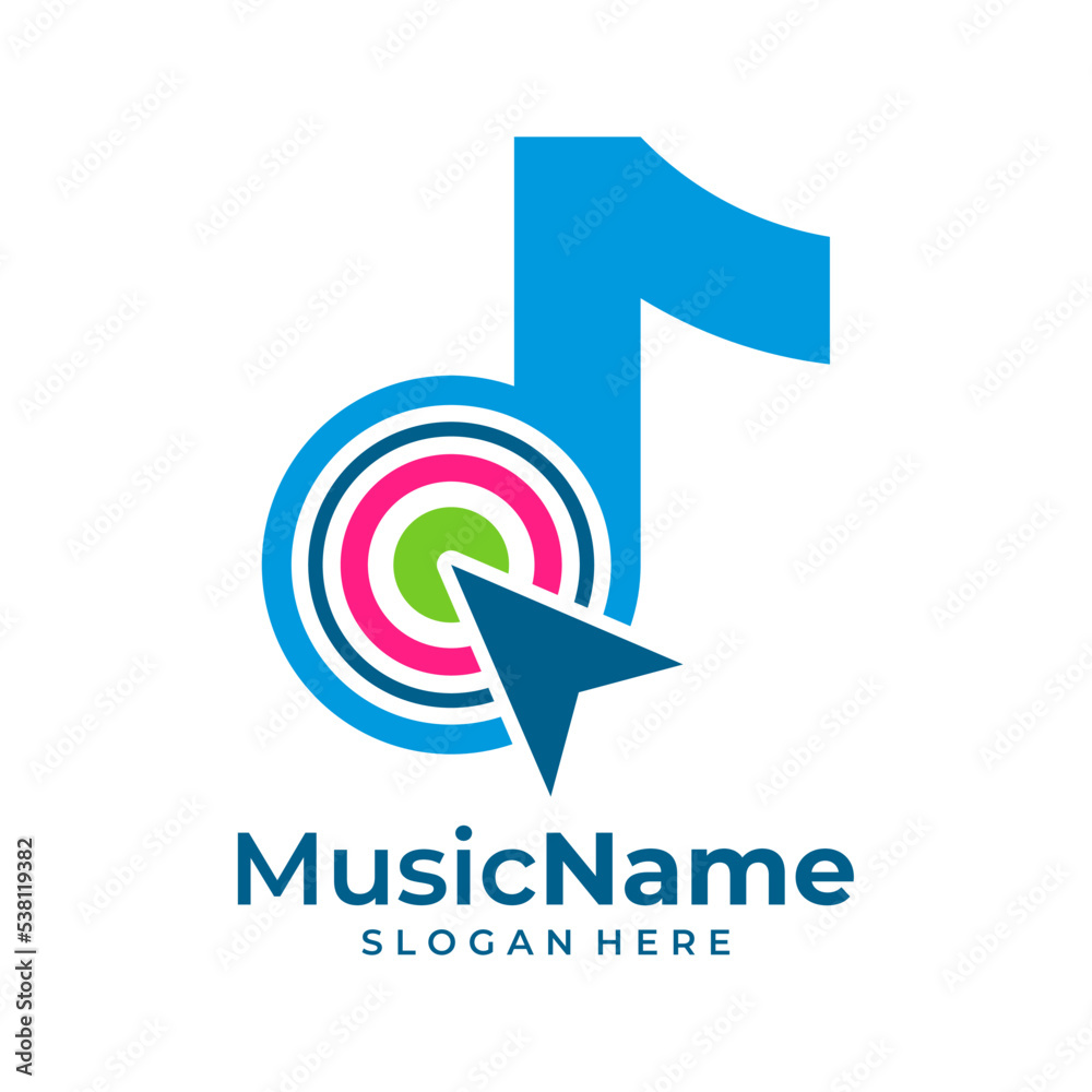Music Click Logo Vector. Touch Music logo design template Music Click Logo Vector. Touch Music logo design template