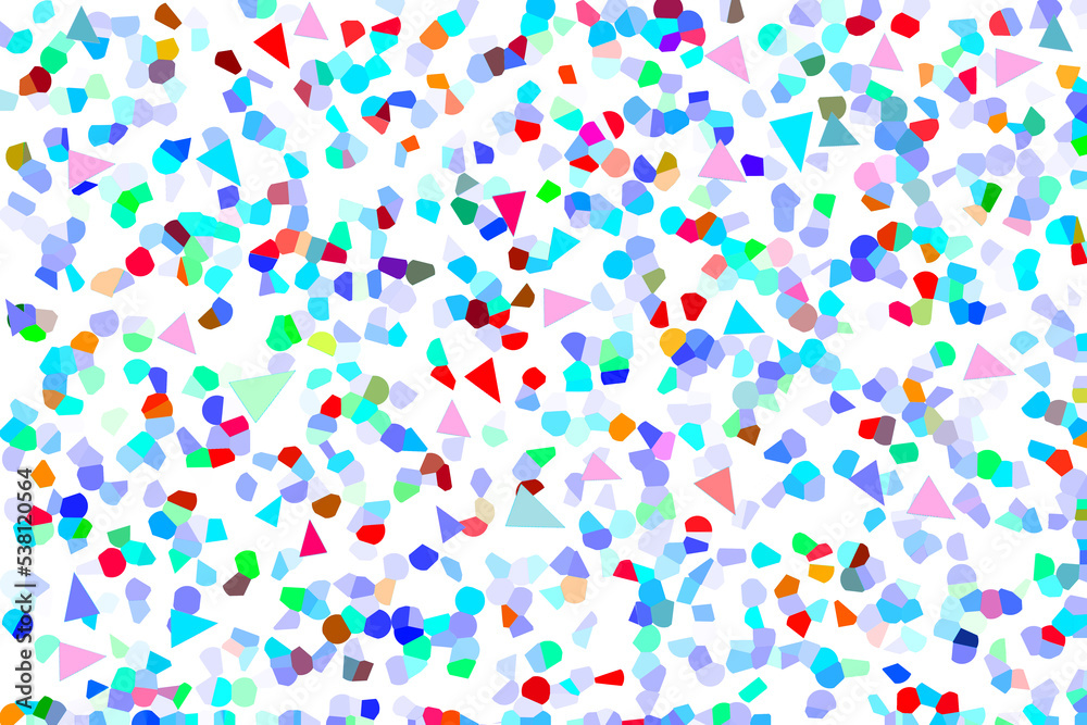 Confetti background, colorful paper snippets, shades of blue, retro neon color 80s style.