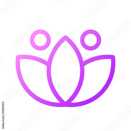 Lotus pixel perfect gradient linear ui icon. Meditation sign. Inner calmness and tranquility. Line color user interface symbol. Modern style pictogram. Vector isolated outline illustration