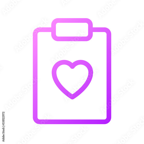 Health record pixel perfect gradient linear ui icon. Heart checkup plan. Healthcare information. Line color user interface symbol. Modern style pictogram. Vector isolated outline illustration