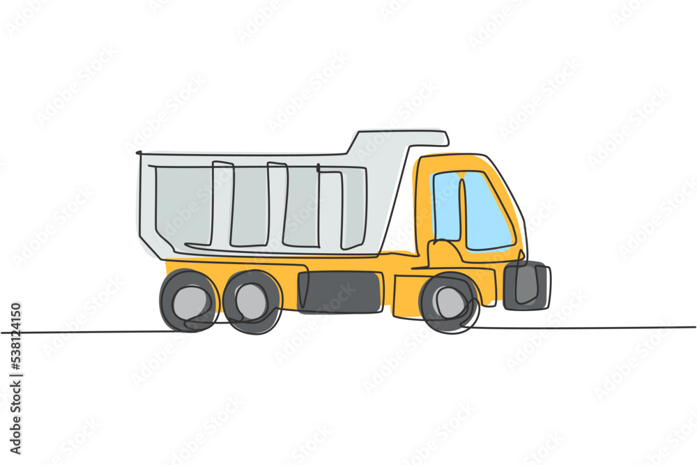 One continuous line drawing of long truck for cargo logistic delivery, business vehicle. Heavy transport trucks equipment concept. Dynamic single line draw design vector graphic illustration One continuous line drawing of long truck for cargo logistic delivery, business vehicle. Heavy transport trucks equipment concept. Dynamic single line draw design vector graphic illustration