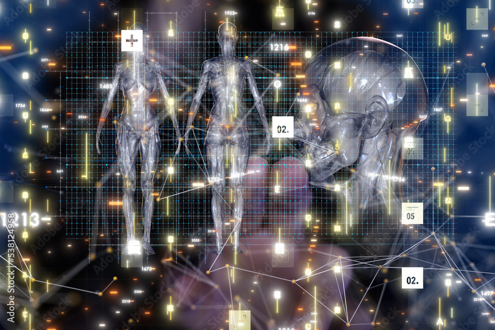 digital medical futuristic interface 3D rendering digital medical futuristic interface 3D rendering
