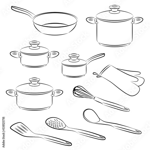 1329_Vector set of kitchen utensils isolated on white background